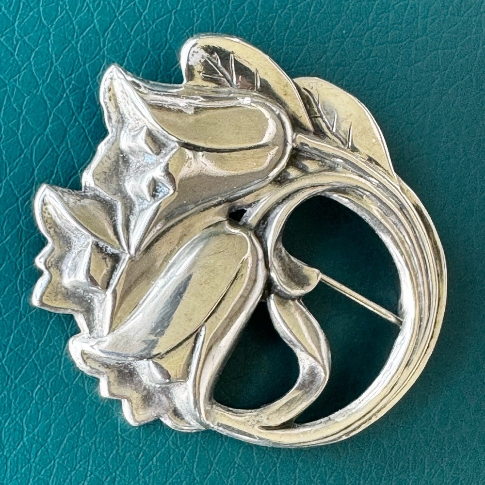 VTG Art Nouveau Style Marked Sterling Silver Tulip Brooch Pin Great Condition! - Picture 3 of 10